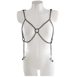 Top 10 🌟 Bondara Black Chain Bra With Nipple Clamps 🎁