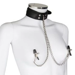 Best Pirce 👏 Bondara Luxe Leather Collar With Nipple Clamps ❤️