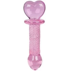 Outlet 😉 Glacier Glass Pink Heart Swirl Butt Plug ? 6.5 Inch ⭐