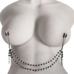Flash Sale 👍 Bondara&Sex Onyx Beaded Chain Sliding Nipple Clips 😉